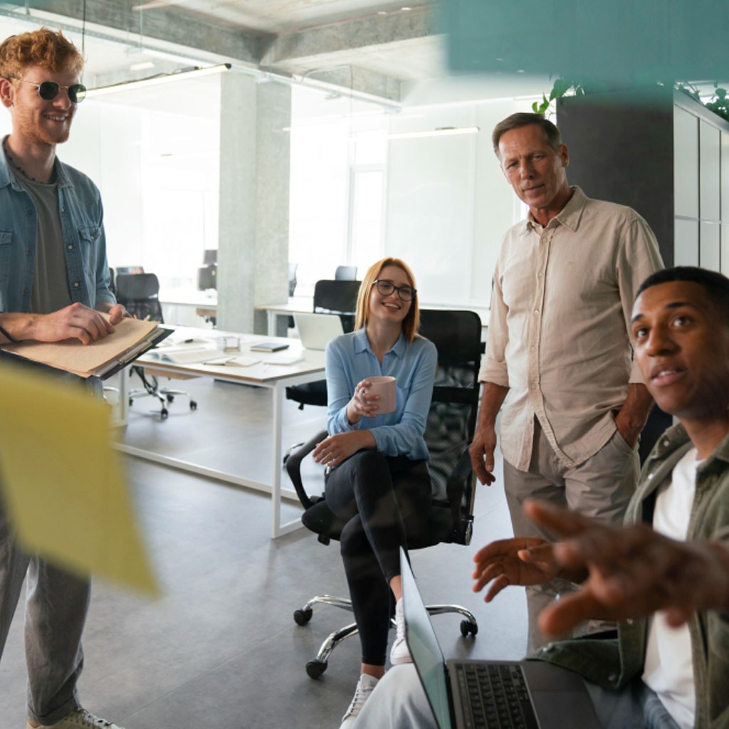 Advertising and media sales professionals collaborating
