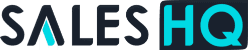 Sales HQ logo with the word Sales in dark letters and HQ in bold, light blue letters on a dark background.