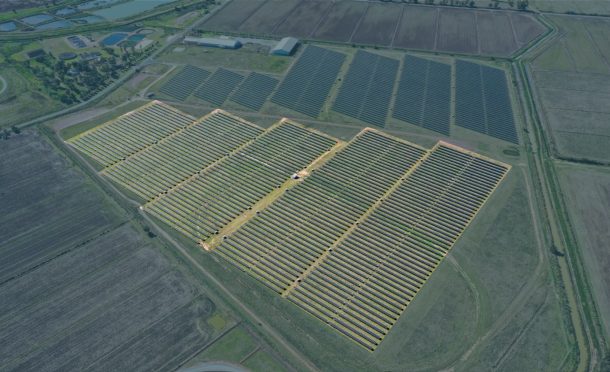 Aerial view of a CleanPeak Energy solar farm