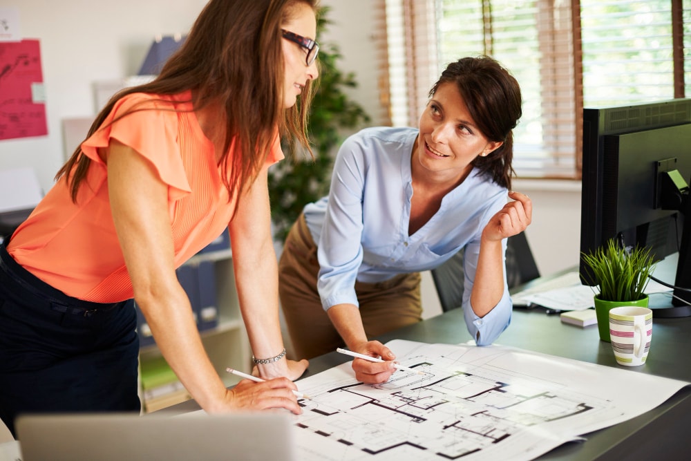 Architecture salesperson working with architect on fitting specification