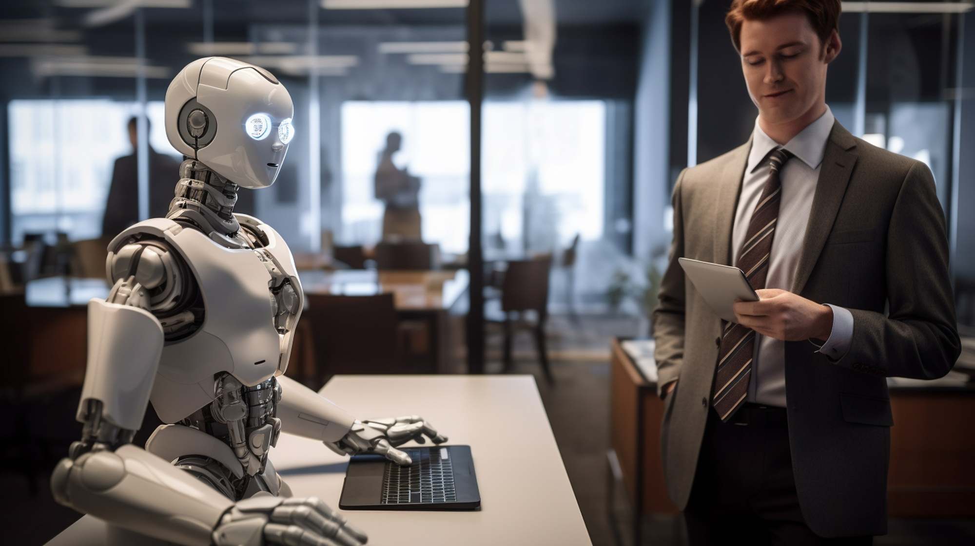 Ordinary human job performed by anthropomorphic robot